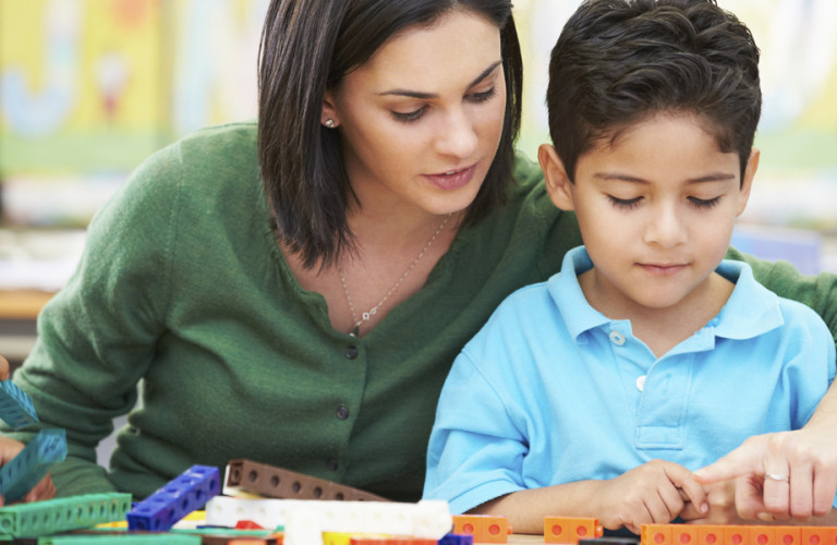 child learning math